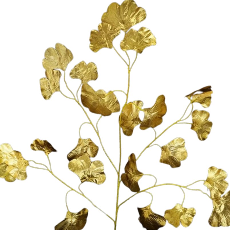 Huitich artificial golden ginkgo leaves with detailed textured gold foliage for elegant home decor