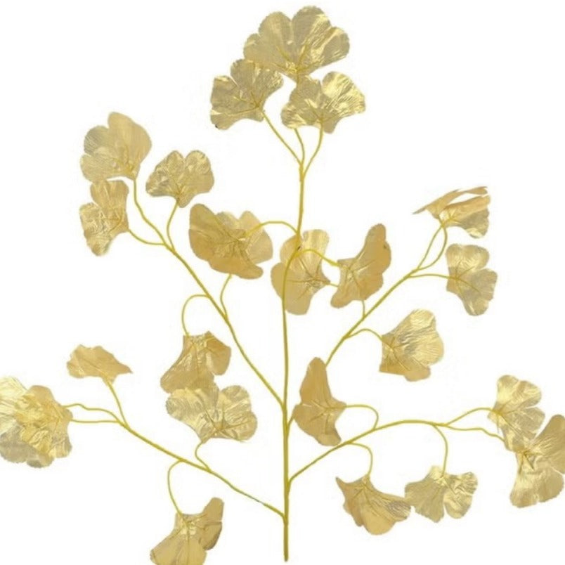 Huitich artificial golden ginkgo leaves decorative branch for home and event decor