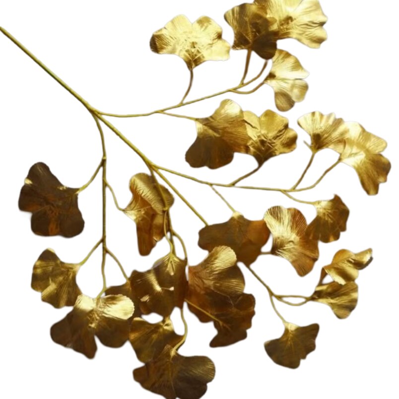 Huitich artificial golden ginkgo leaves with detailed textured petals on branch
