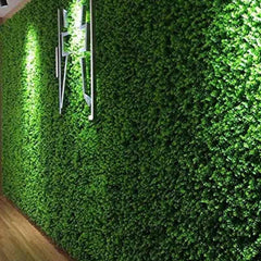 Huitich artificial grass wall backdrop with lush green texture and modern decor lighting