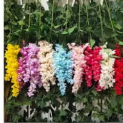 Huitich artificial hanging lavender flowers in multiple colors including yellow pink blue and red decor hanging on green leaves