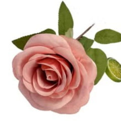 Huitich artificial Holland rose pack with pink detailed petals and green leaves
