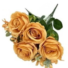Huitich artificial orange flower decor with detailed petals and green leaves bouquet