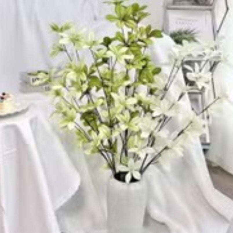 Huitich artificial orchid flowers in white and green arranged in a modern white vase for home decor
