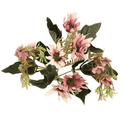 Huitich artificial pink daisy bouquet with green leaves and delicate pink flowers
