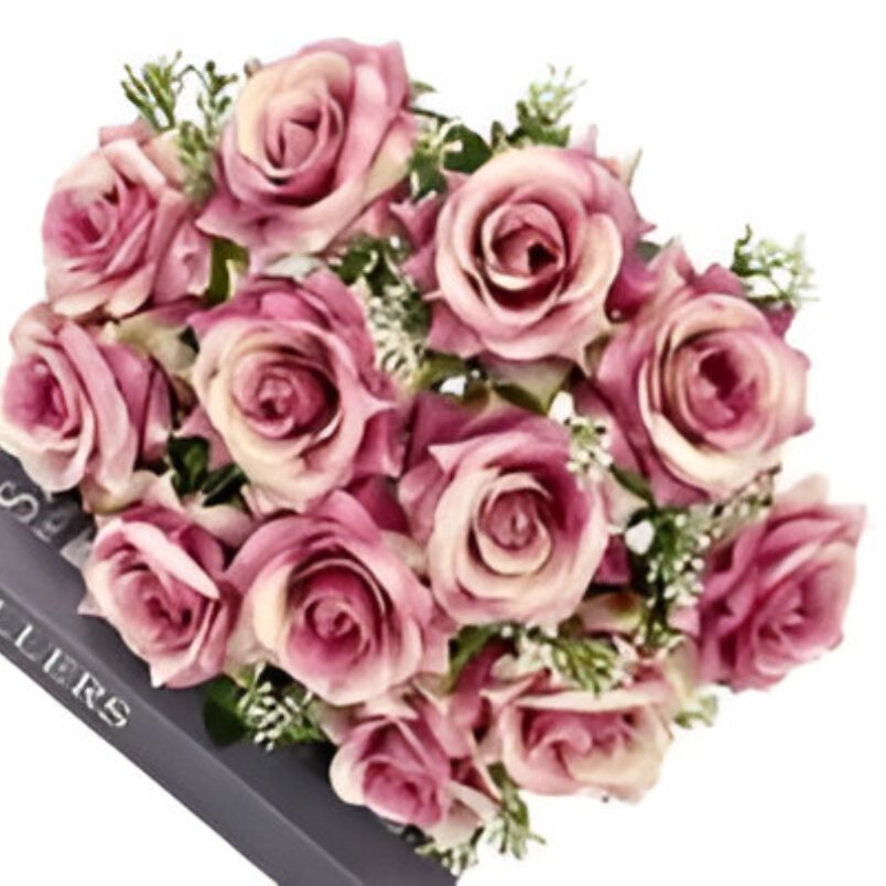 Huitich artificial pink flowers for home decor bouquet with realistic soft pink rose blooms