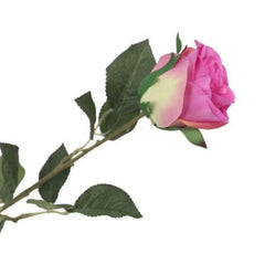 Huitich artificial pink rose flower with green leaves and realistic stem for decoration