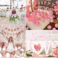 Huitich artificial pink rose petals used for birthday party decoration with balloons flowers and love sign