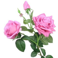 Huitich artificial purple rose bouquet featuring realistic pink roses with green leaves