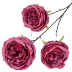 Huitich artificial red Austin flowers with detailed petals on long stems for home decor