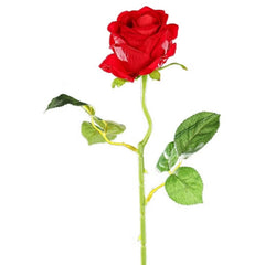 Huitich artificial red rose bouquet with vibrant green leaves and realistic petals