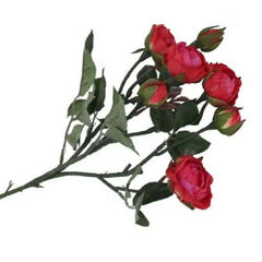 Huitich artificial red rose spray with multiple vibrant red blooms and green leaves