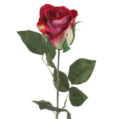 Huitich artificial red rose stem with detailed red petals and green leaves for decoration