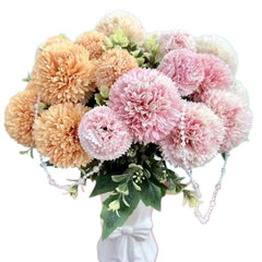 Huitich artificial rose flowers for home decor in pink and peach shades in a white vase