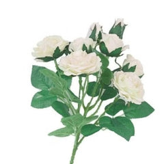Huitich artificial rose flowers for home decor in white with green leaves bouquet