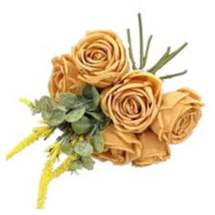 Huitich artificial rose flowers for home decor in soft orange with green leaves and yellow accents