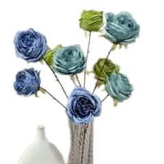 Huitich artificial rose flowers set featuring blue and green roses arranged in a decorative vase