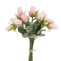 Huitich artificial silk tulip flowers bouquet with soft pink petals and green leaves