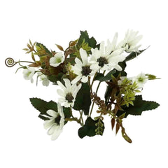 Huitich silk flower arrangement featuring white artificial wedding flowers with green leaves