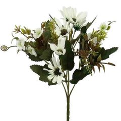 Huitich white silk flower bouquet with green leaves artificial wedding flowers arrangement