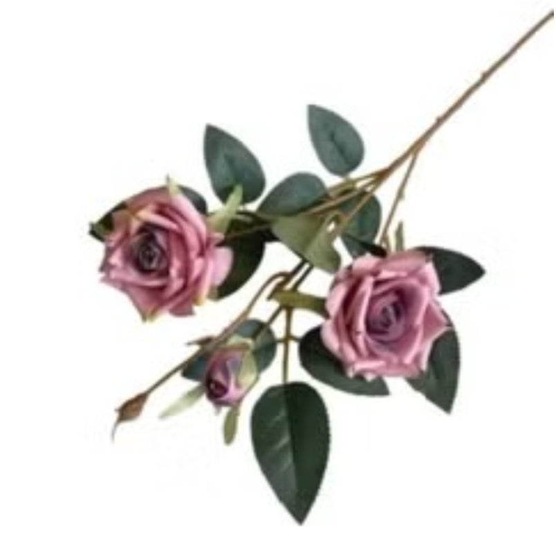 Huitich artificial wedding rose bouquet with pink roses and green leaves on stems