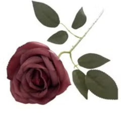 Huitich artificial wedding roses in deep red with green leaves realistic flower decoration