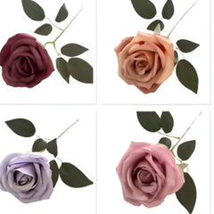 Huitich artificial wedding roses in burgundy, peach, purple, and pink with green leaves