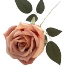 Huitich artificial wedding roses in soft peach with realistic green leaves and detailed petals