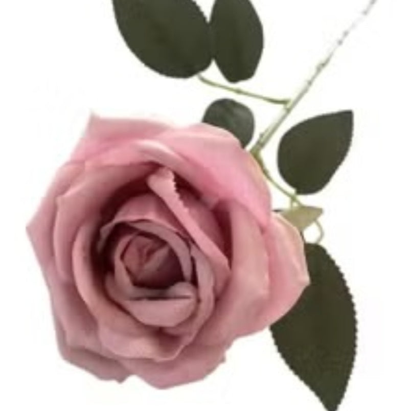 Huitich pink artificial wedding roses with realistic green leaves for wedding decor