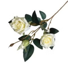 Huitich artificial white rose wedding decor bouquet with green leaves and realistic blooms