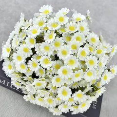 Huitich artificial white wedding flowers bouquet with yellow centers for wedding decor
