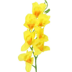Huitich artificial yellow dendrobium flowers with vibrant yellow petals and green stem for home decor