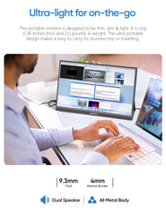 ARZOPA ultra-light portable monitor for laptop with thin design and narrow border on office desk