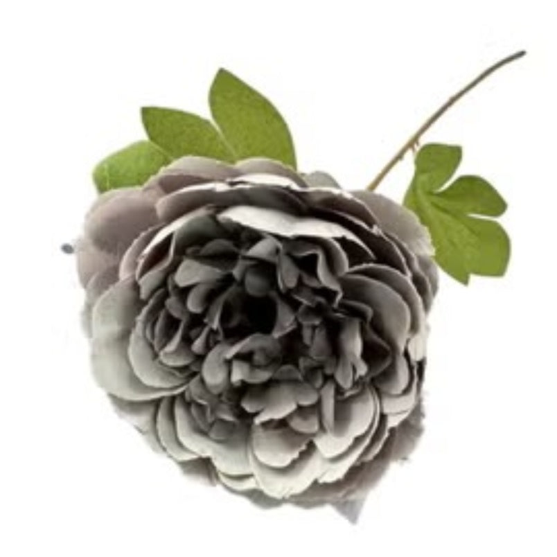 Huitich single gray artificial flower with green leaves for assorted artificial flowers home decor