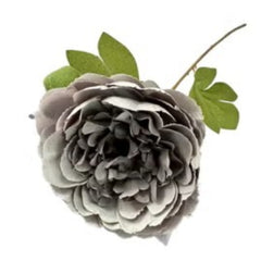 Huitich single gray artificial flower with green leaves for assorted artificial flowers home decor