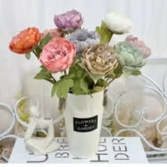 Huitich assorted artificial flowers home decor in mixed pastel colors arranged in a white vase