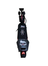 Black electric scooter front deck with Aster logo and blue grip area