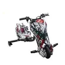 Electric scooter with red-and-black zebra graffiti wrap, compact stance and handlebars
