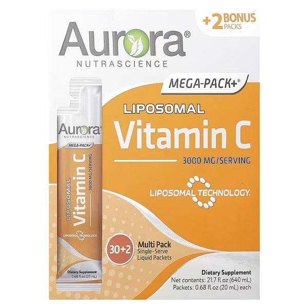 Aurora Nutrascience liposomal vitamin C supplement UAE with 3000 mg per serving in a multi-pack format