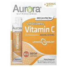 Liposomal Vitamin C supplement multi-pack, orange and white pouch box