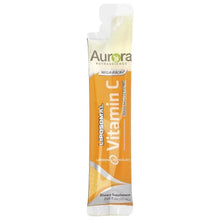 Liposomal Vitamin C supplement pouch, orange and white, Mega-Pack+ label