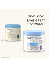Aveeno baby eczema therapy nighttime balm jar with blue lid, old vs new look