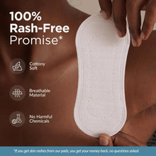 Rash-free white panty liner, cottony soft breathable pad held against skin