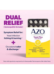 AZO Yeast Plus Dual Relief Tablets for yeast infection relief tablets with symptoms like itching and odor