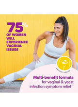 Yeast Plus Dual Relief package with '75% of women' marketing text