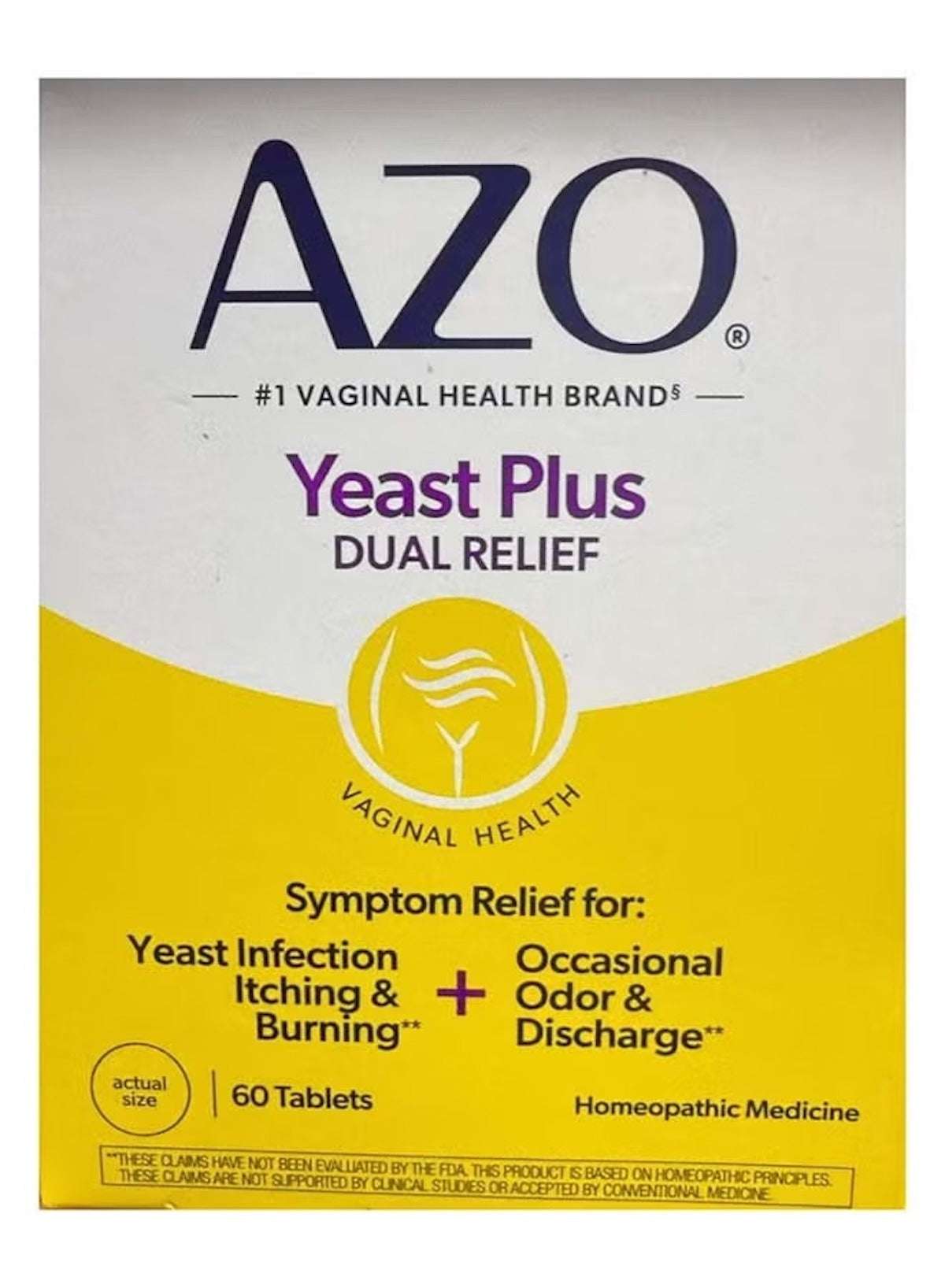 AZO Yeast Plus Dual Relief Tablets for yeast infection relief tablets and vaginal health support