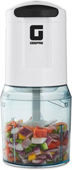 Geepas Mini Food Processor, 500W, 500ml, 4 Blades, 2 Levels, Stainless Steel for Blending and Chopping Salads, Sauces, Curries, Pesto, 2 Years Warranty, Model GC5477, Clear