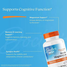 Magnesium supplement bottle with orange cap; Supports Cognitive Function on info panel