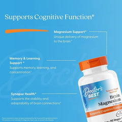 Doctor's Best, Brain Magnesium with Magtein®, 90 Veggie Caps (50 mg per Capsule)
