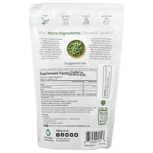 Organic chlorella tablet supplement pouch back with Supplement Facts and barcode